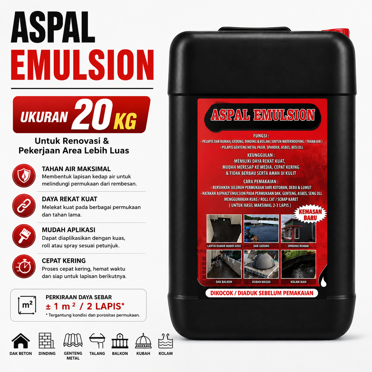 Asphalt Emulsion 20 kg Asphalt Emulsion Waterproofing